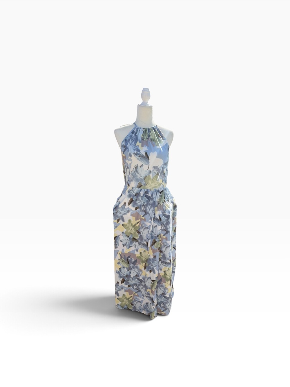 Amazon Essentials Halter Floral Maxi Dress in Blue and Cream